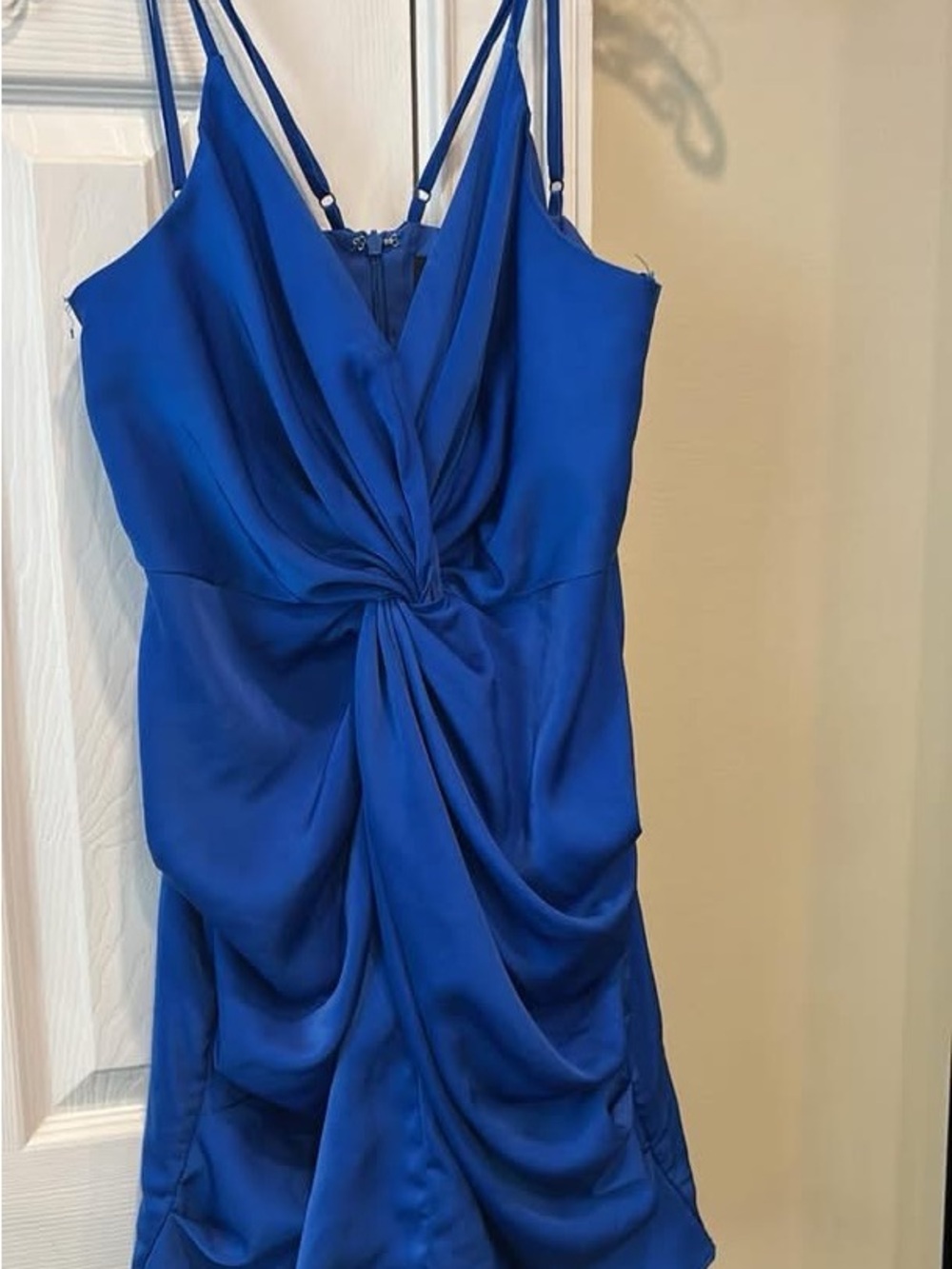 DO+BE Royal Blue medium Satin Knot-Front Mini Dress